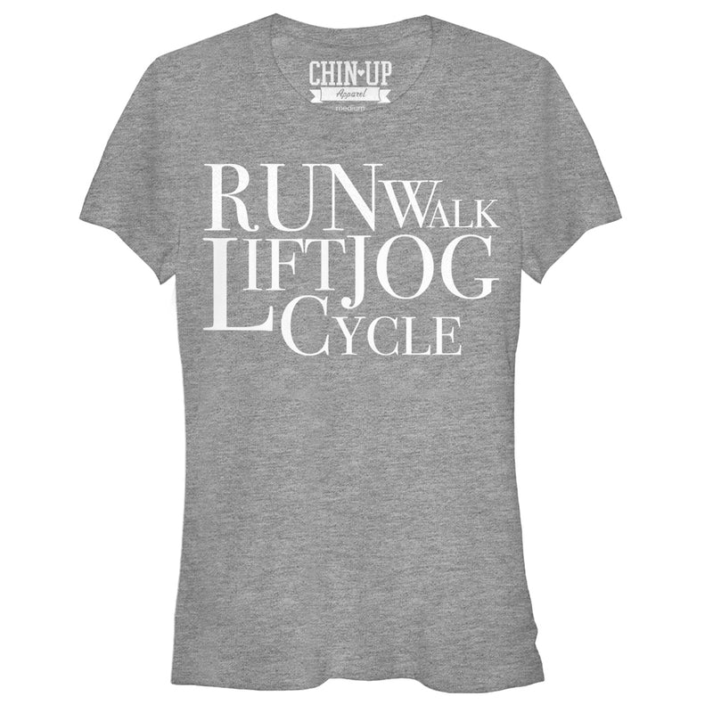 Junior's CHIN UP Run Walk Lift Jog Cycle T-Shirt