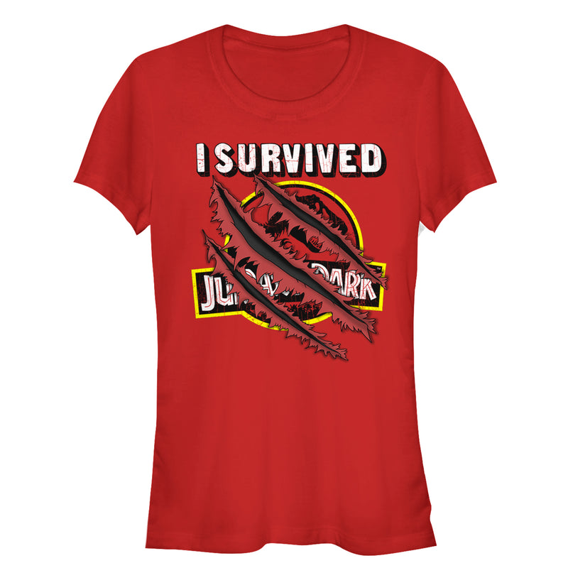 Junior's Jurassic Park I Survived The Island, Raptor Claw Tear T-Shirt