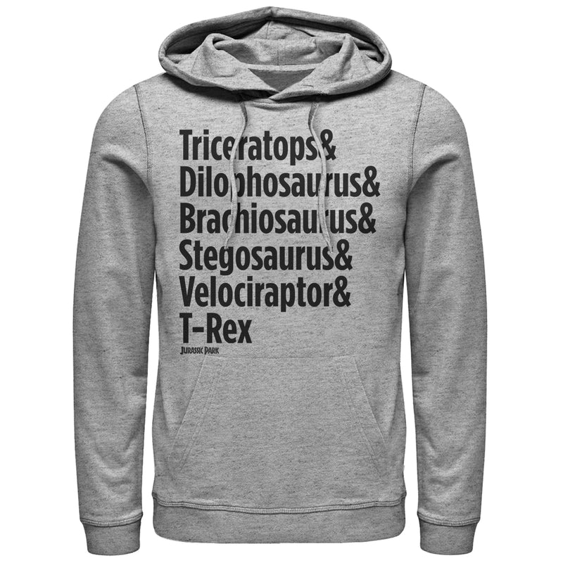 Men's Jurassic Park Triceratops and Dilophosaurus Pull Over Hoodie