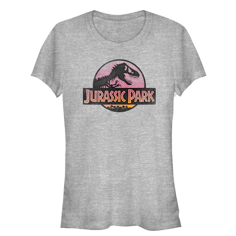 Junior's Jurassic Park Logo Sunset T-Shirt