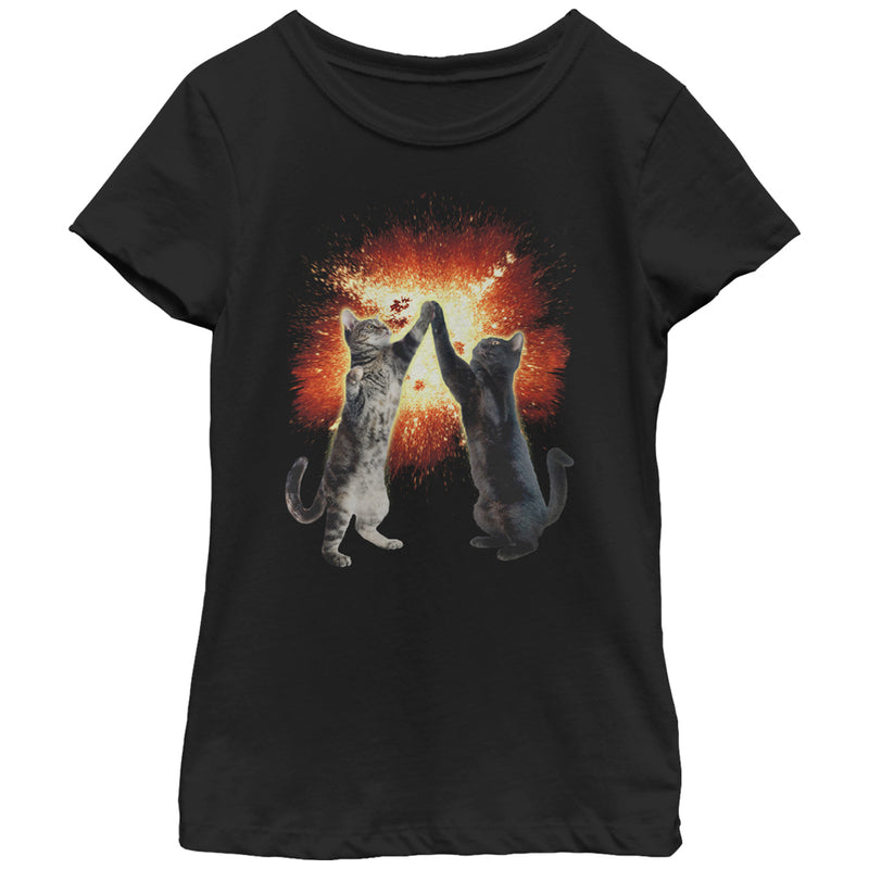 Girl's Lost Gods Cat High Five Explosion T-Shirt