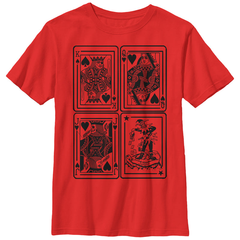 Boy's Lost Gods King Queen Jack Joker Playing Cards T-Shirt