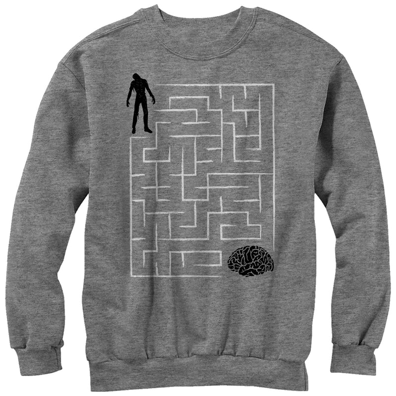 Men's Lost Gods Halloween Zombie Brain Teaser Maze Sweatshirt