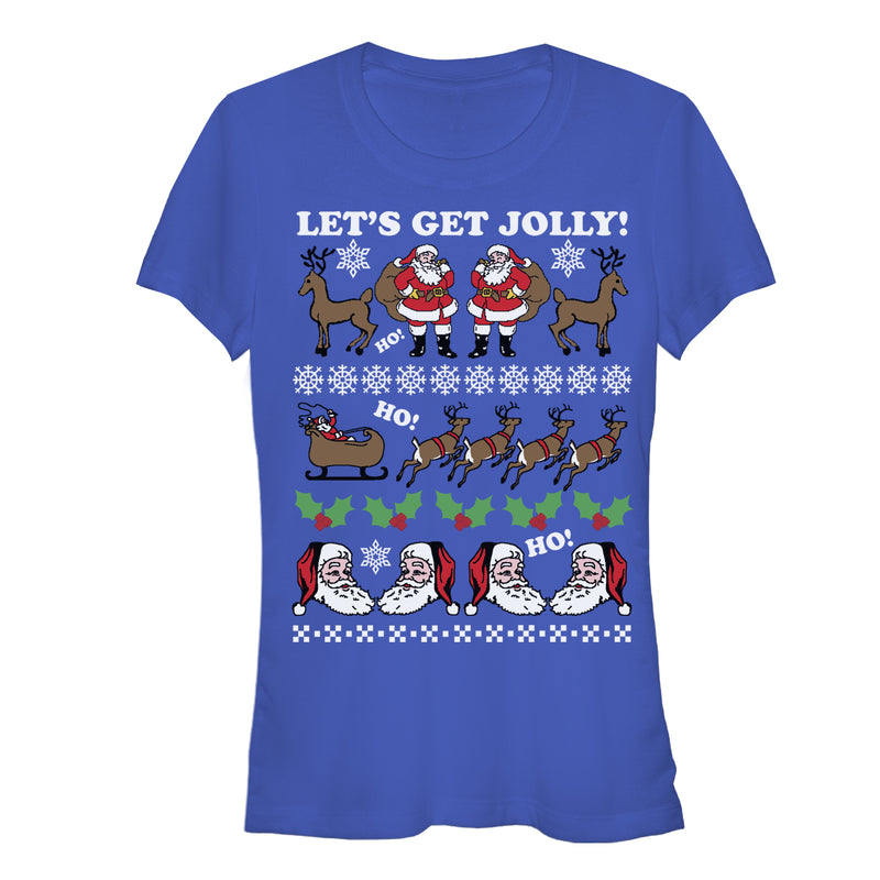 Junior's Lost Gods Ugly Christmas Jolly Santa Claus T-Shirt