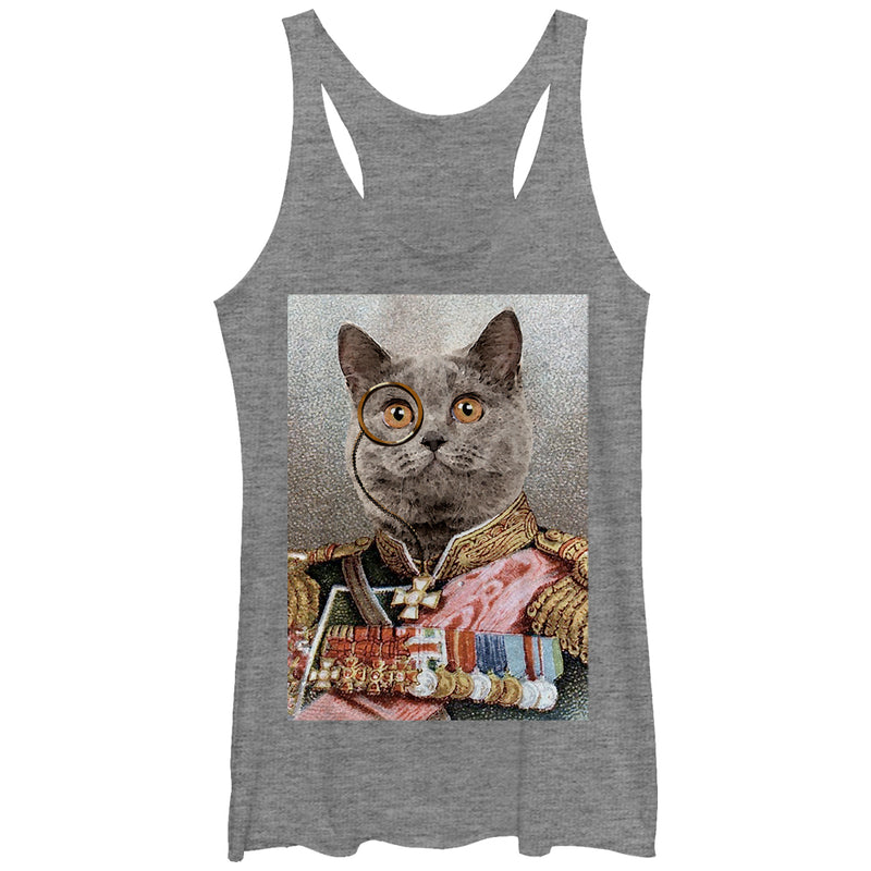 Women's Lost Gods Monocle and Medals Cat Racerback Tank Top