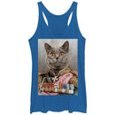 Women's Lost Gods Monocle and Medals Cat Racerback Tank Top