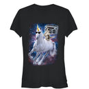 Junior's Lost Gods Boombox Cat and Unicorn Space Song T-Shirt