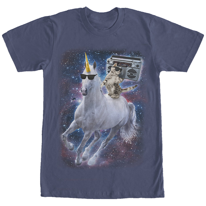 Men's Lost Gods Boombox Cat and Unicorn Space Song T-Shirt