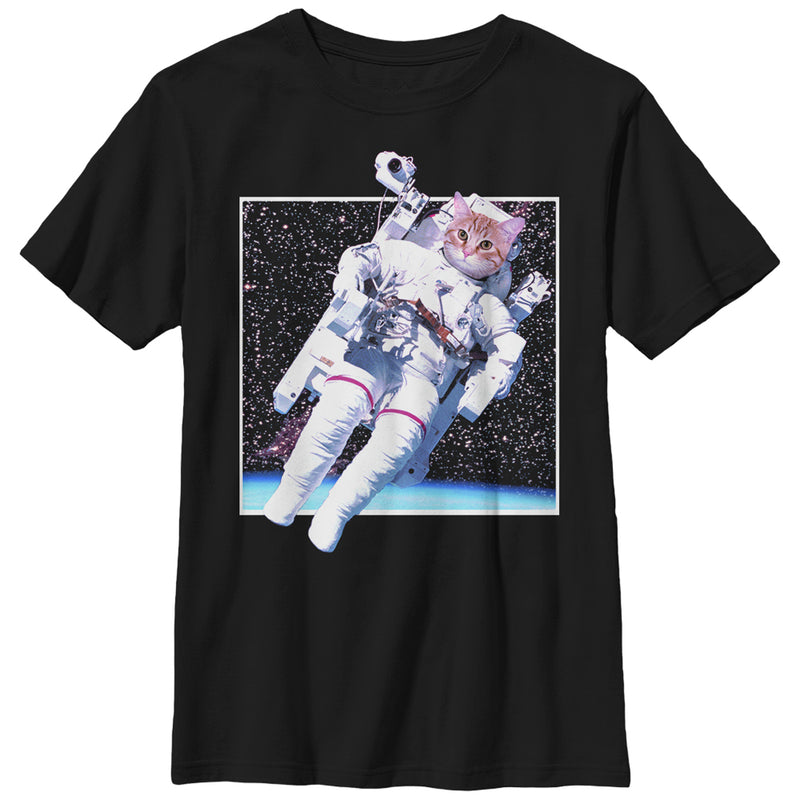 Boy's Lost Gods Cat Astronaut in Space T-Shirt