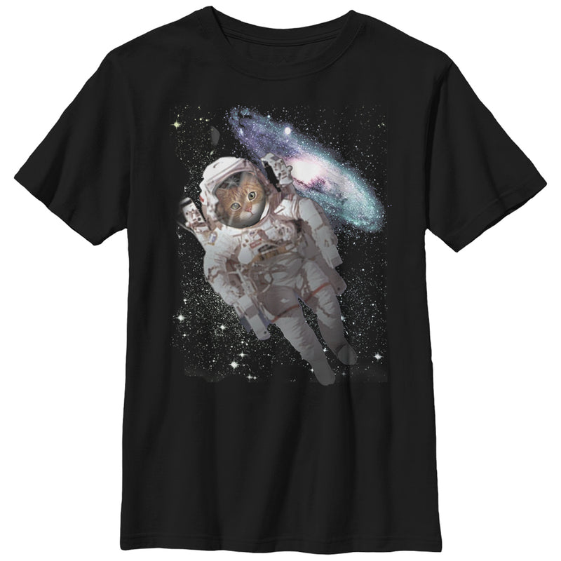 Boy's Lost Gods Cat Astronaut Space Galaxy T-Shirt