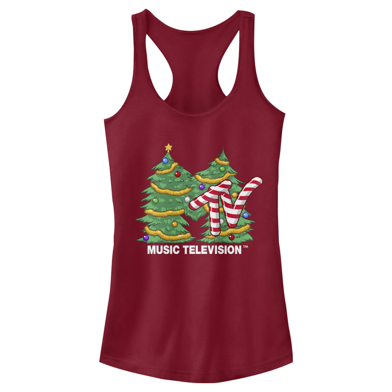 Junior's MTV Christmas Tree Logo Racerback Tank Top