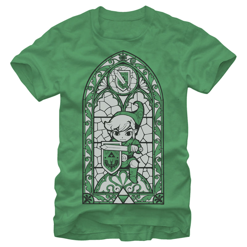 Men's Nintendo Legend of Zelda Grayscale Stained Glass T-Shirt