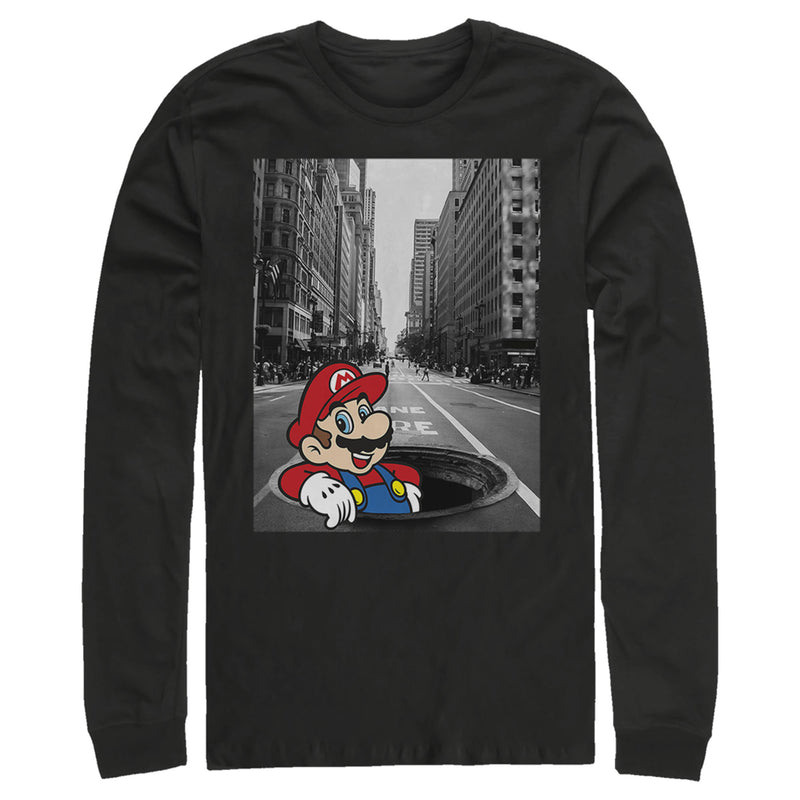 Men's Nintendo Mario Manhole Long Sleeve Shirt