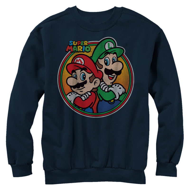 Men's Nintendo Mario Luigi Back to Back Sweatshirt