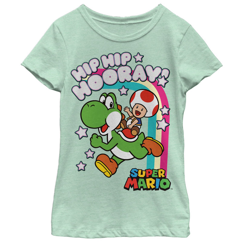 Girl's Nintendo Hip Hip Hooray Yoshi and Toad T-Shirt