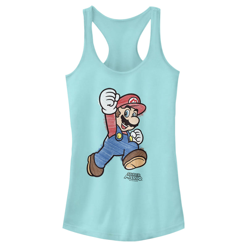 Junior's Nintendo Marker Mario Racerback Tank Top