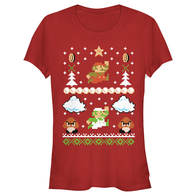 Junior's Nintendo Ugly Christmas Super Mario T-Shirt