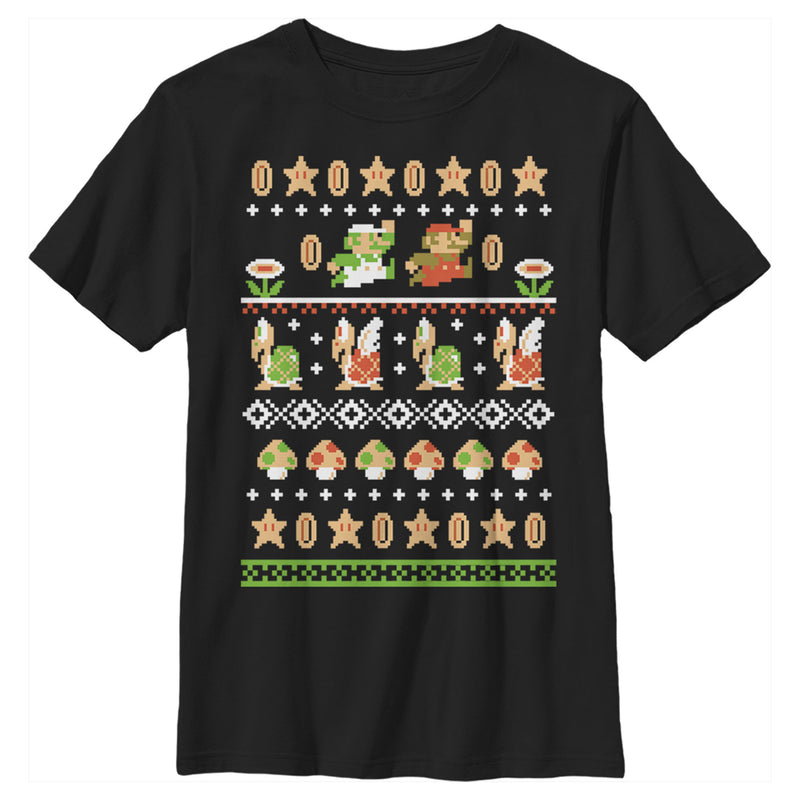 Boy's Nintendo Super Mario Bros Pattern T-Shirt