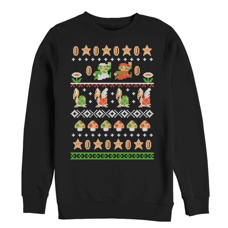 Men's Nintendo Super Mario Bros Pattern Sweatshirt