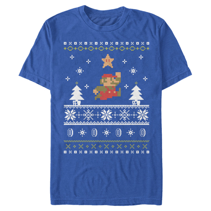 Men's Nintendo Ugly Christmas Mario Jump Star T-Shirt