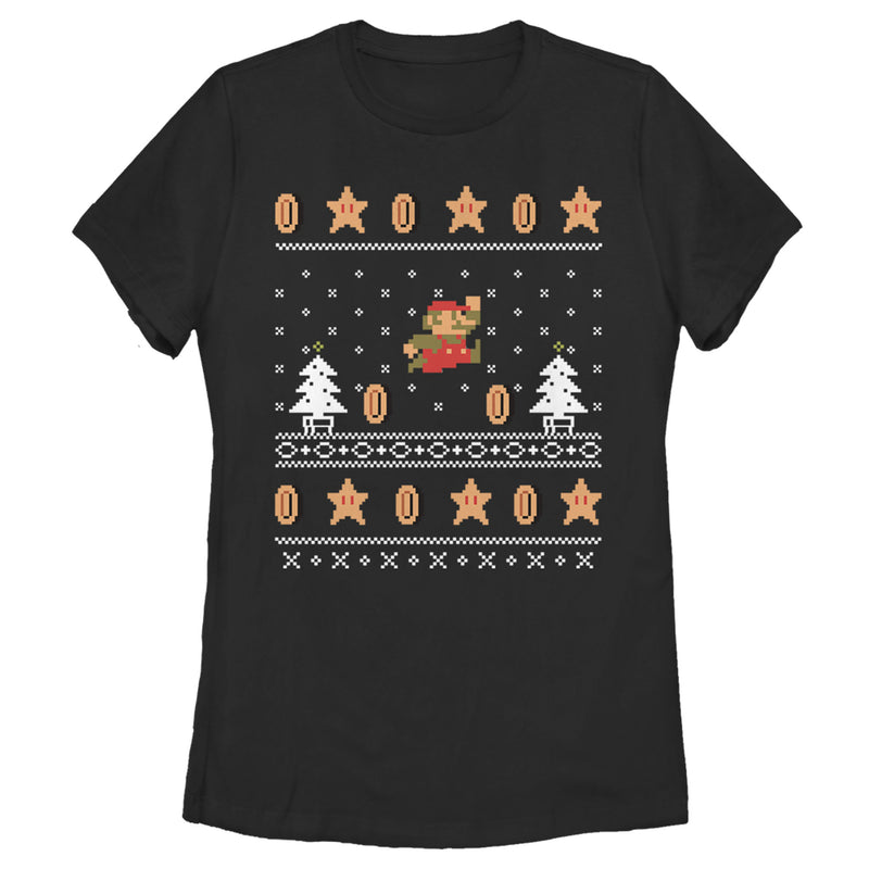 Women's Nintendo Ugly Christmas Mario Coin T-Shirt