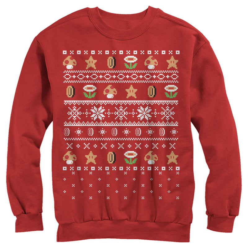 Men's Nintendo Ugly Christmas Mario Points Sweatshirt