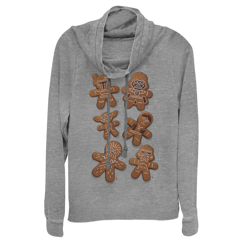Junior's Star Wars Christmas Gingerbread Cookies Cowl Neck Sweatshirt