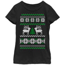 Girl's Lost Gods Ugly Christmas Tree Reindeer T-Shirt