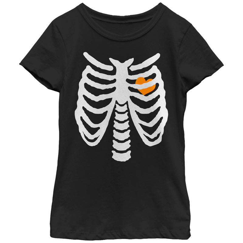 Girl's Lost Gods Halloween Skeleton Rib Cage Love T-Shirt