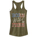 Junior's Lost Gods Fourth of July  Born Wild and Free Racerback Tank Top