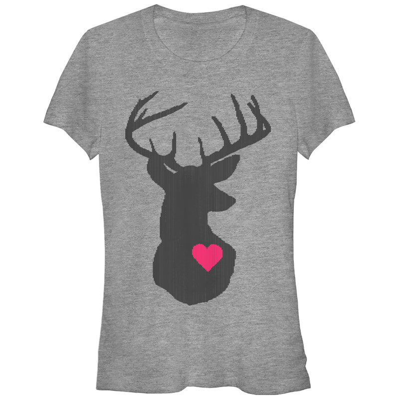 Junior's Lost Gods Reindeer Heart Stitch Print T-Shirt