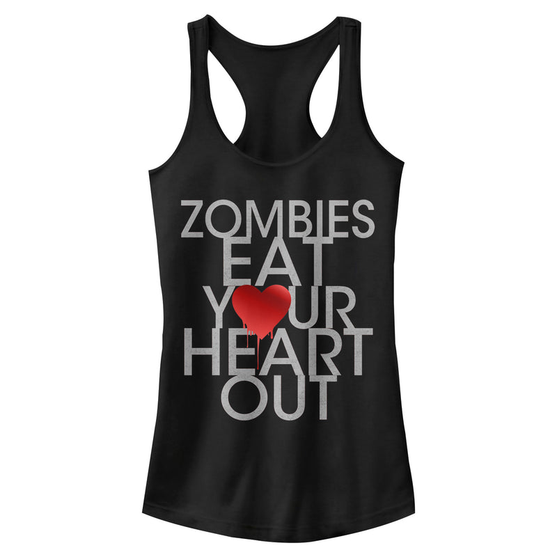 Junior's CHIN UP Halloween Zombies Eat Heart Out Racerback Tank Top