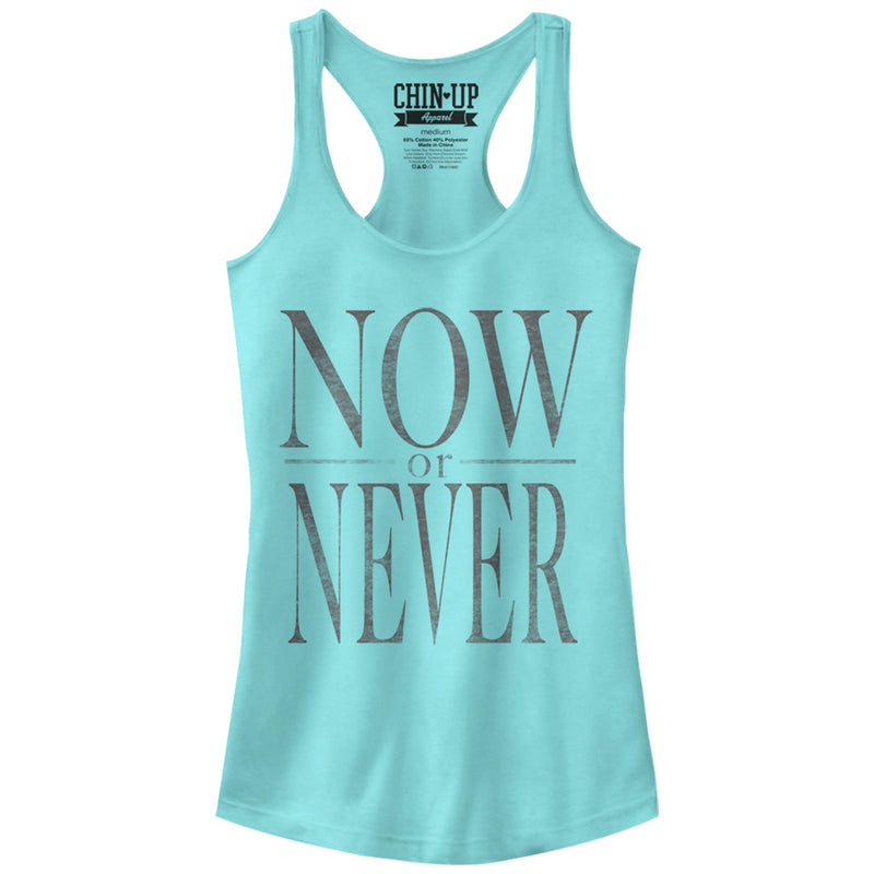 Junior's CHIN UP Now or Never Racerback Tank Top