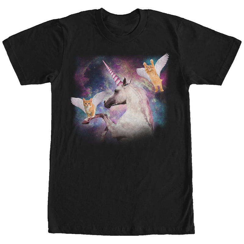 Men's Lost Gods Unicorn and Flying Cats in Space T-Shirt