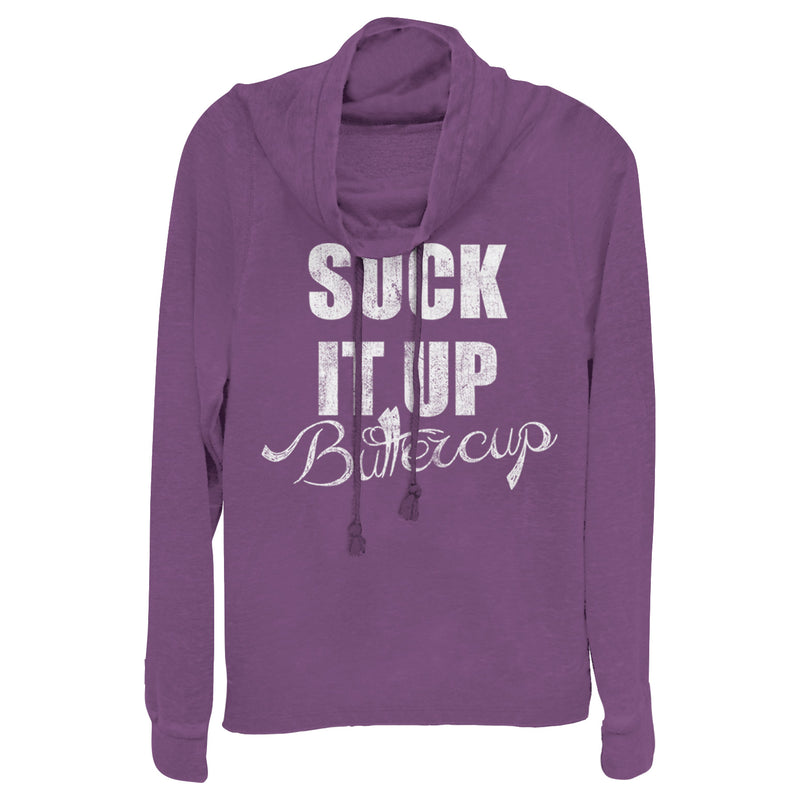 Junior's CHIN UP Suck it up Buttercup Cowl Neck Sweatshirt