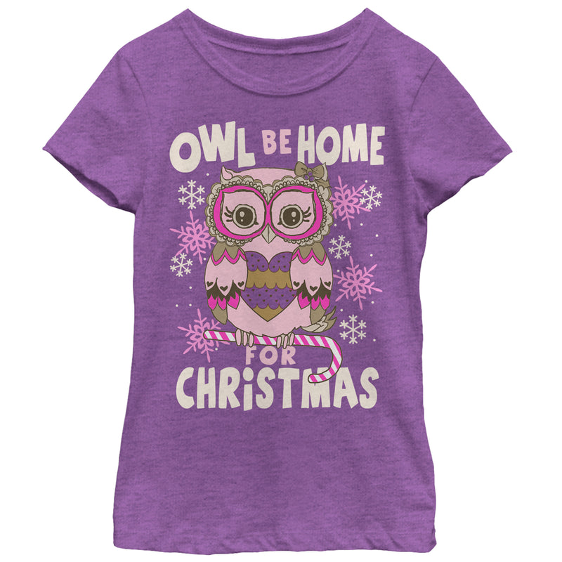 Girl's Lost Gods Christmas Owl Be Home T-Shirt