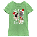 Girl's Lost Gods Christmas Cat and Dog Snowflake Adventure T-Shirt