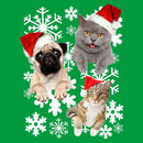 Junior's Lost Gods Christmas Cat and Dog Snowflake Adventure T-Shirt