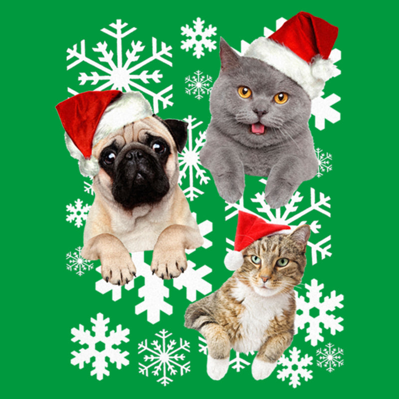 Junior's Lost Gods Christmas Cat and Dog Snowflake Adventure T-Shirt