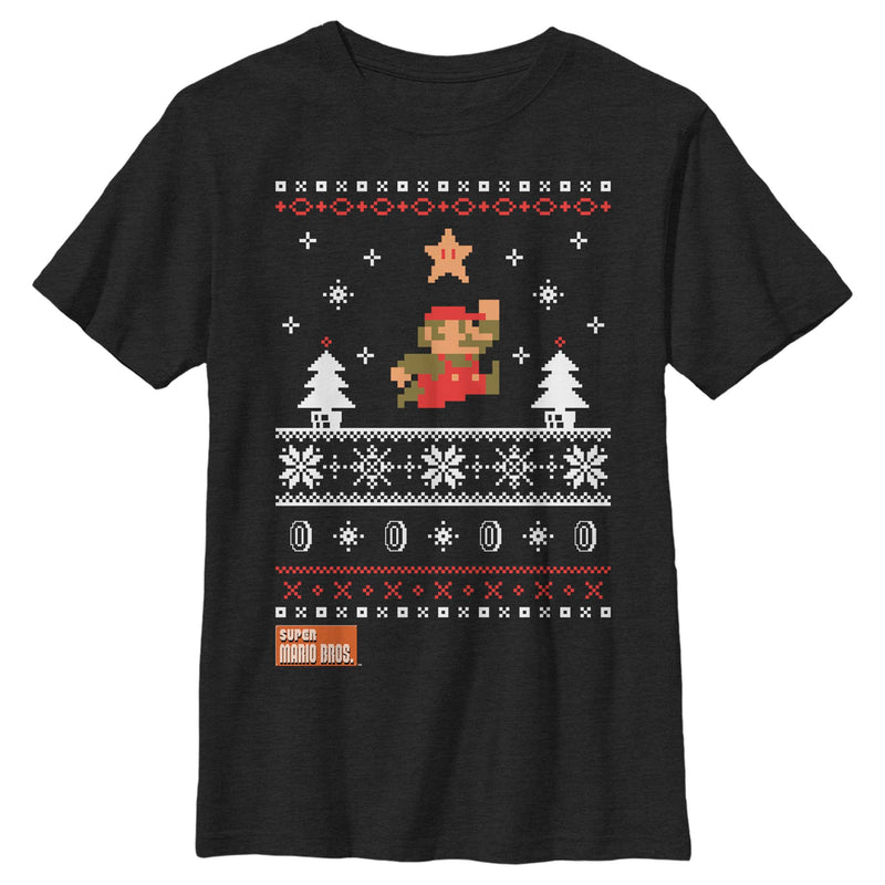 Boy's Nintendo Mario Ugly Christmas Sweater T-Shirt