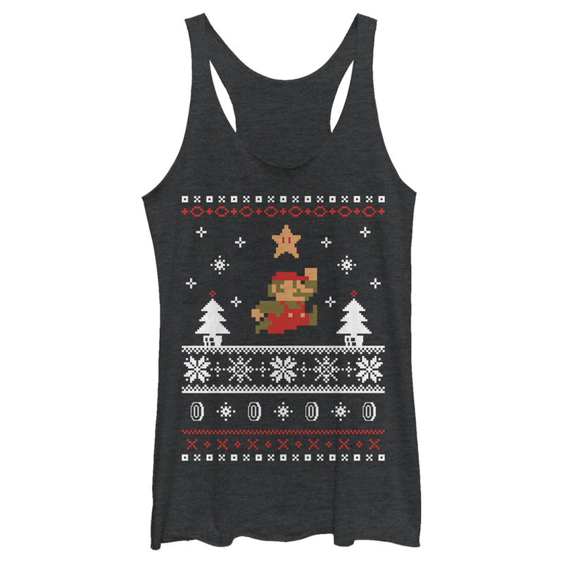 Women's Nintendo Mario Ugly Christmas Sweater Racerback Tank Top