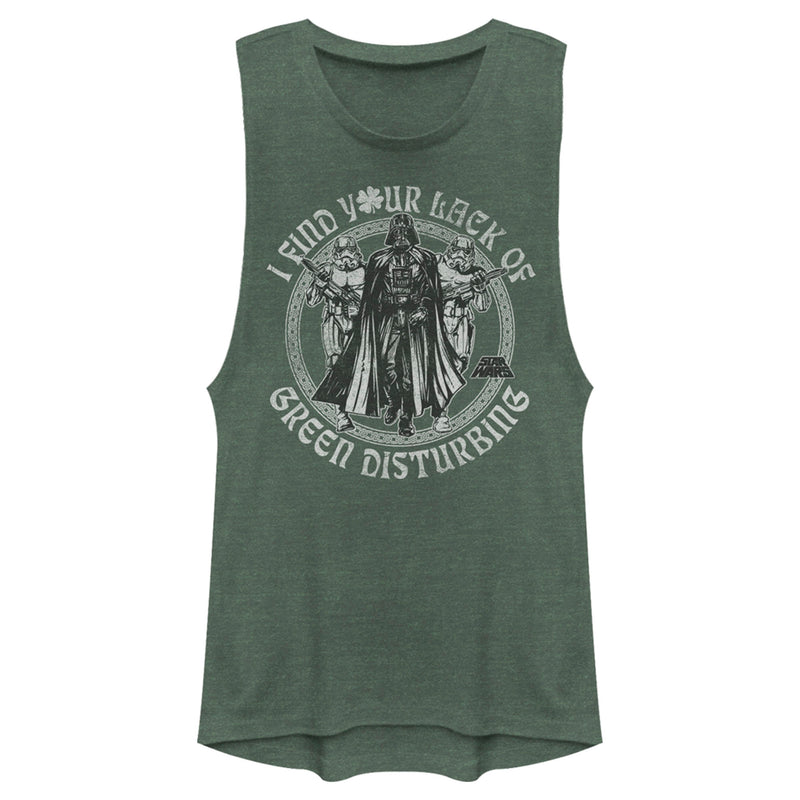 Junior's Star Wars Darth Vader St. Patrick's Day Your Lack of Green Disturbing Festival Muscle Tee