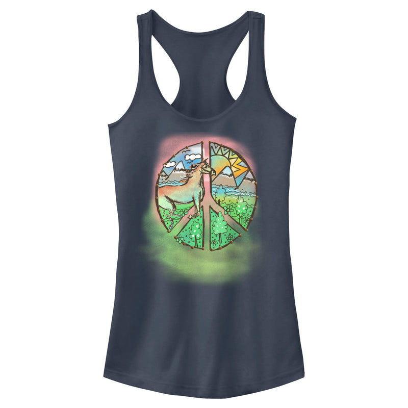 Junior's Lost Gods Peace and Horses Racerback Tank Top