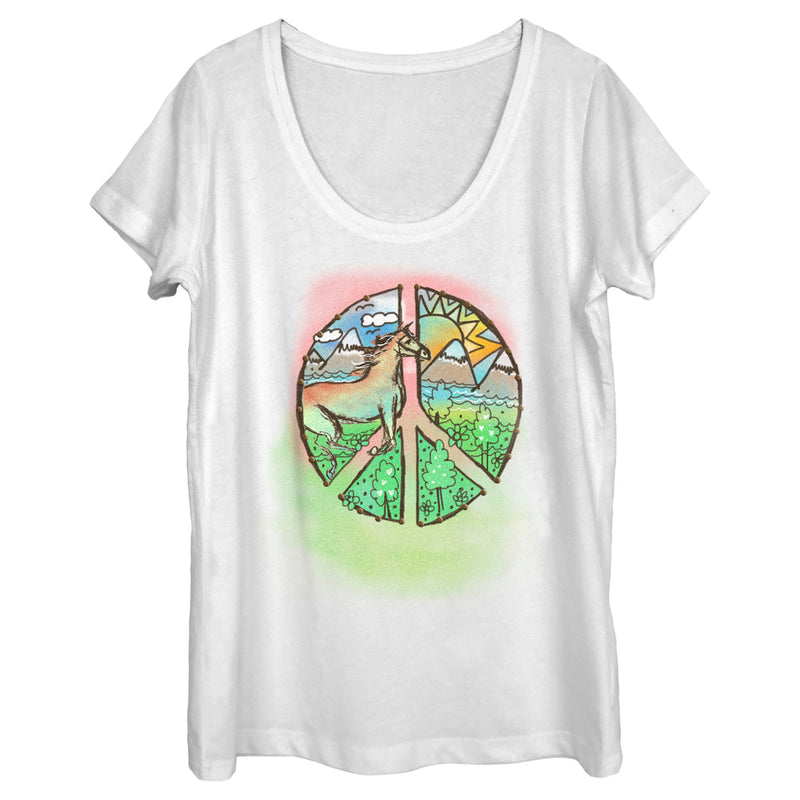 Women's Lost Gods Peace and Horses Scoop Neck