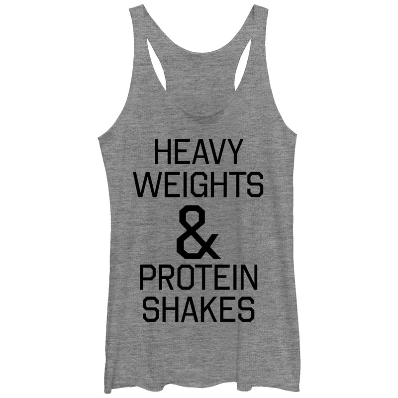 Women's CHIN UP Heavy Weights and Protein Shakes Racerback Tank Top