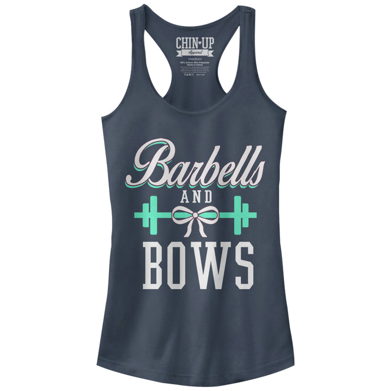 Junior's CHIN UP Barbells and Bows Racerback Tank Top