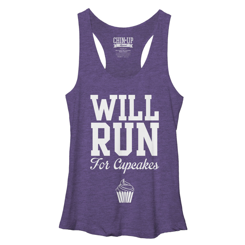 Women's CHIN UP Will Run for Cupcakes Racerback Tank Top