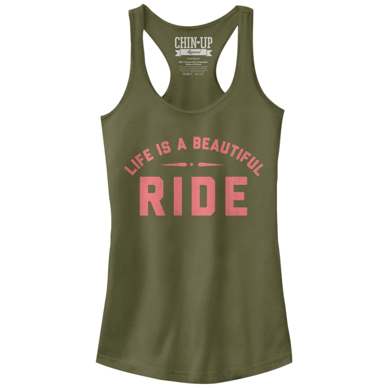 Junior's CHIN UP Life is a Beautiful Ride Racerback Tank Top