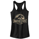 Junior's Jurassic Park Camo Logo Racerback Tank Top