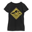 Girl's Jurassic Park Dinosaur Crossing Sign T-Shirt
